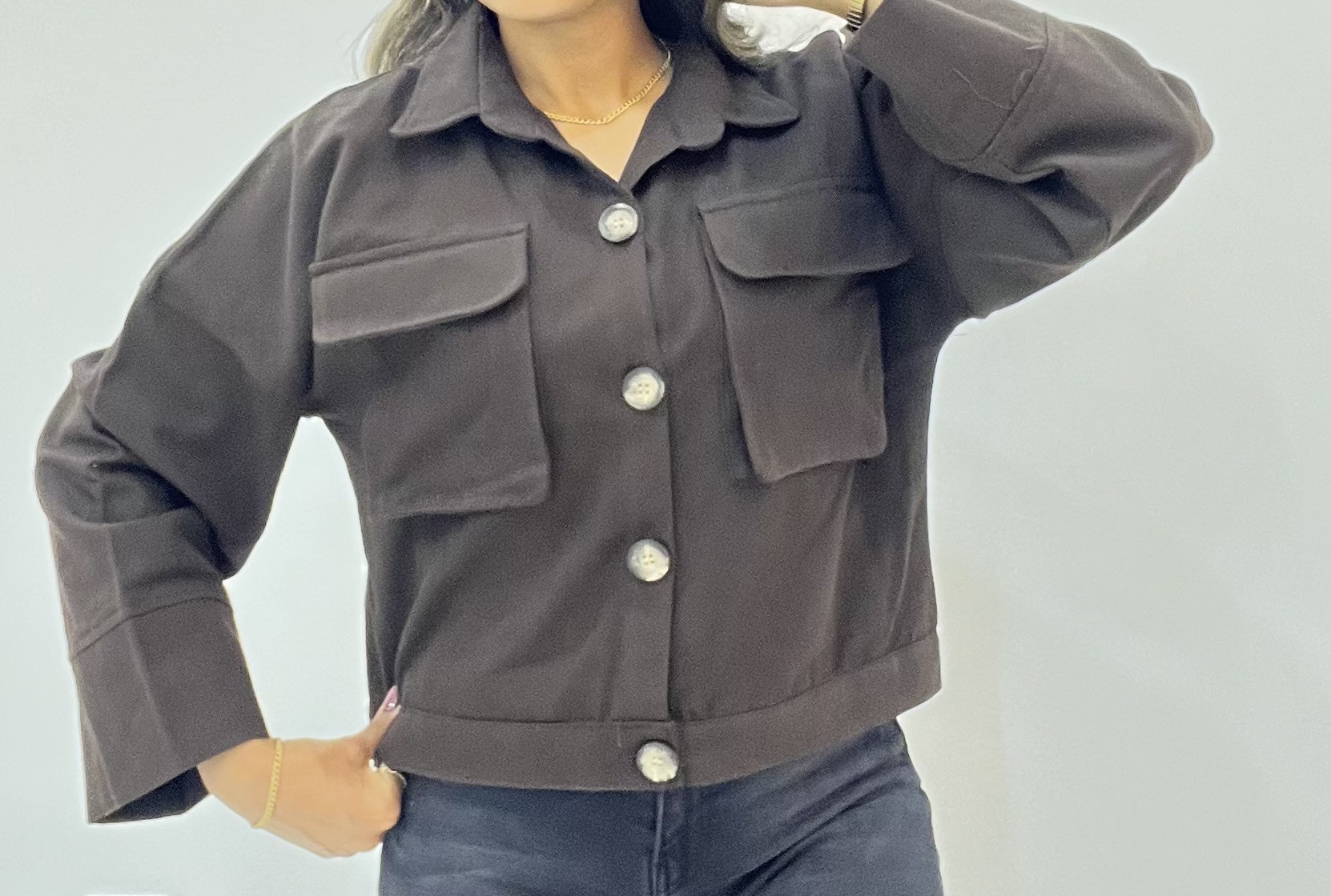 تصویر کراپ کت کتان پاییزی 